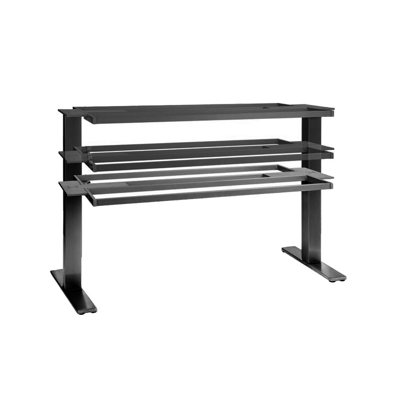 Tischgestell, elektrisch, Höhe von 650-1130mm - Schreibtisch / Standrohr quadratisch, Stahl RAL 9005 (schwarz)