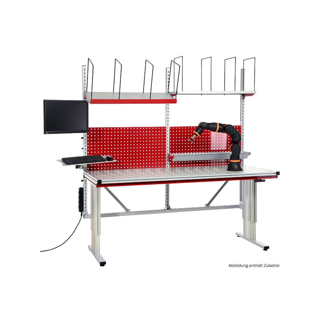 SYSTEM FLEX basic table electric for Cobot applications, WxDxH: 2000x800x720-1120mm, RAL9006/3003