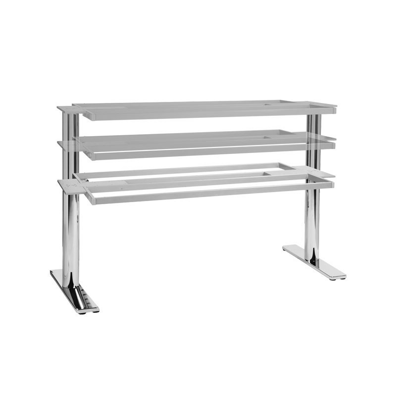 Tischgestell, elektrisch, Höhe von 650-1130mm - Schreibtisch / Standrohr rund, Stahl RAL 9006 (weißaluminium)