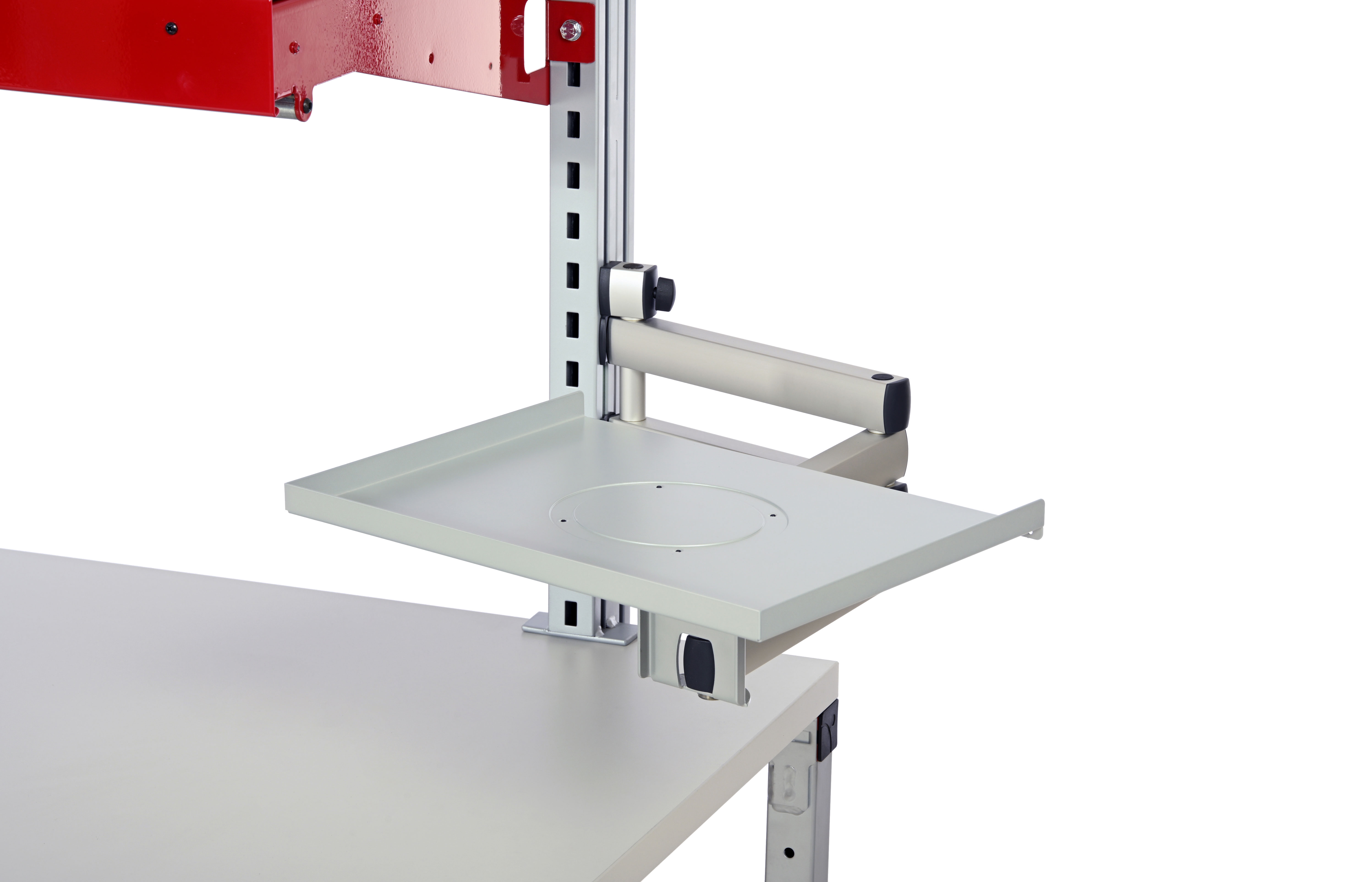 Articulated carrier arm with tray, WxDxH: 100x500x201mm