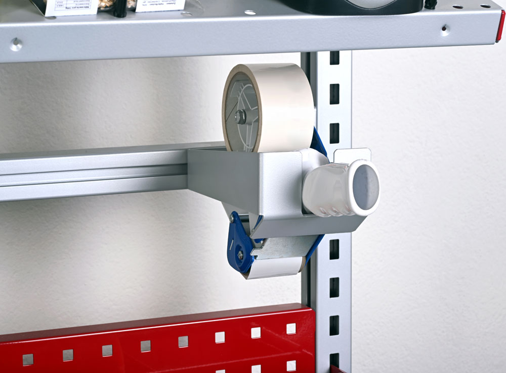 SYSTEM FLEX, Holder for adhesive tape dispenser for attachment to multifunctional rail, RAL9006