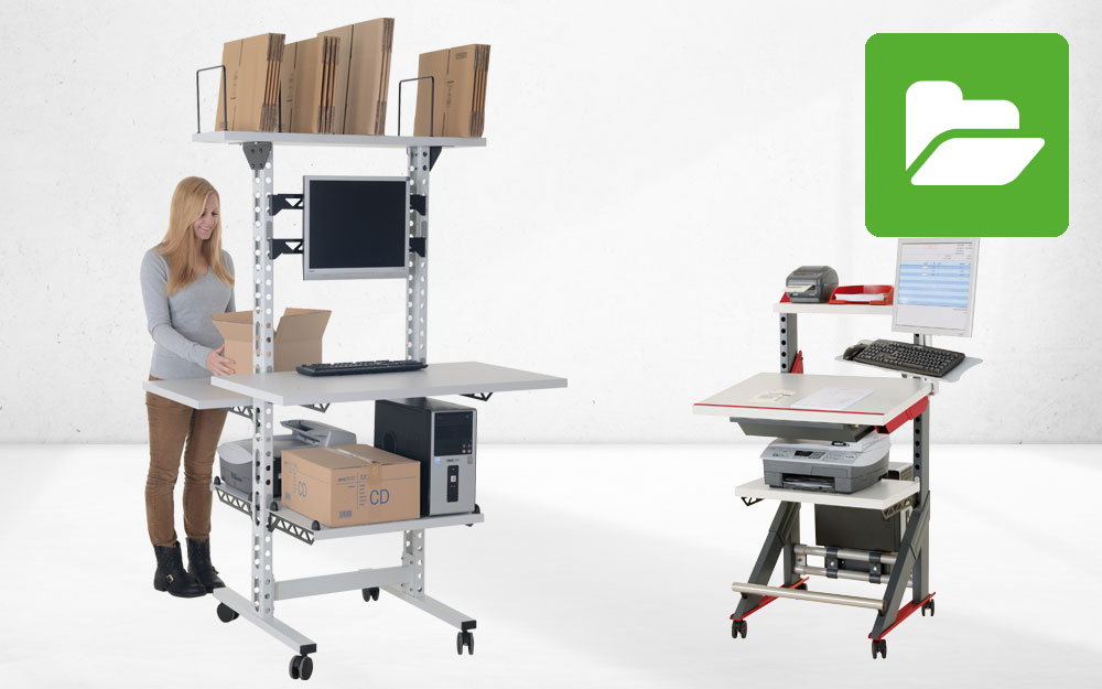 Bildersammlung Steharbeitsplätze (SYSTEM UP) von Rocholz – innovative ergonomische Arbeitsplatzlösungen