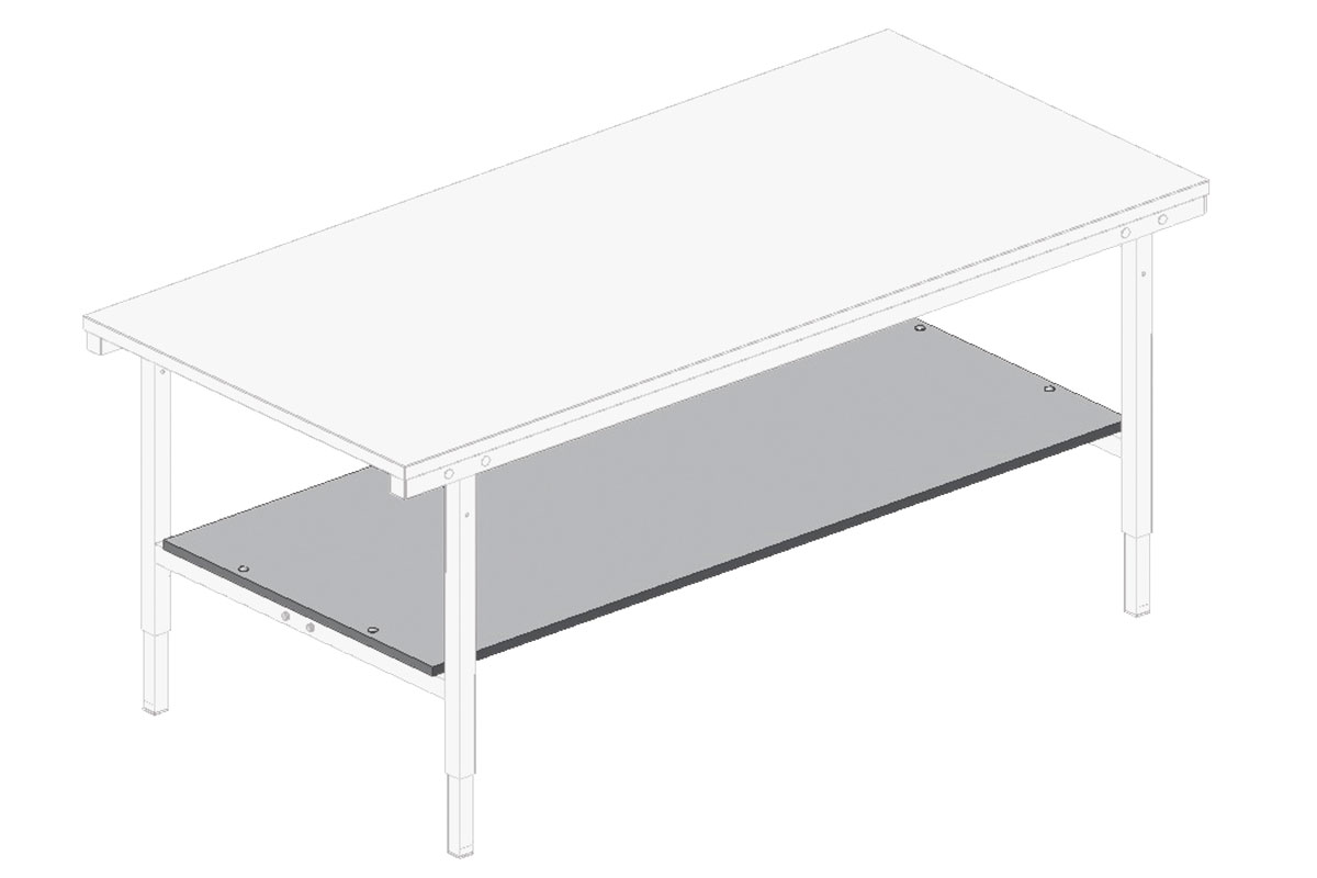 SYSTEM BASIC, bottom shelf, WxDxH: 1525x650x19mm