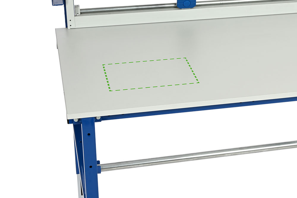 SYSTEM BASIC, height-adjustable packing and work table with scale cut-out, WxHxD: 1600x800x690-960mm
