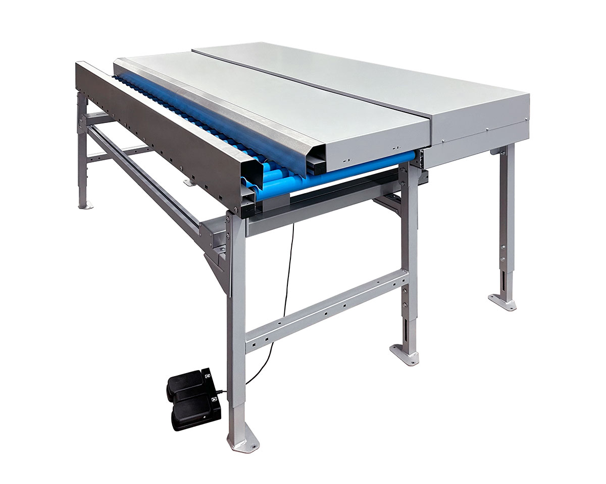 Packaging table with carton erection aid