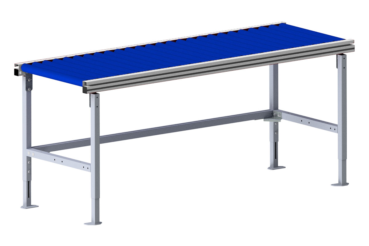 SYSTEM FLEX, roller track table, WxDxH: 1600x680x690-960mm, RAL9006