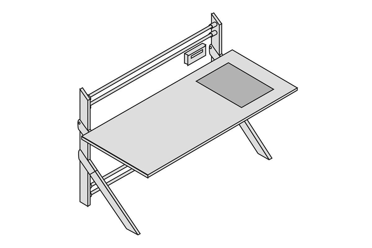 MODUL 5000 Packing and work table with scale, WxDxH: 2000x1040x1330mm, adjustable by crank