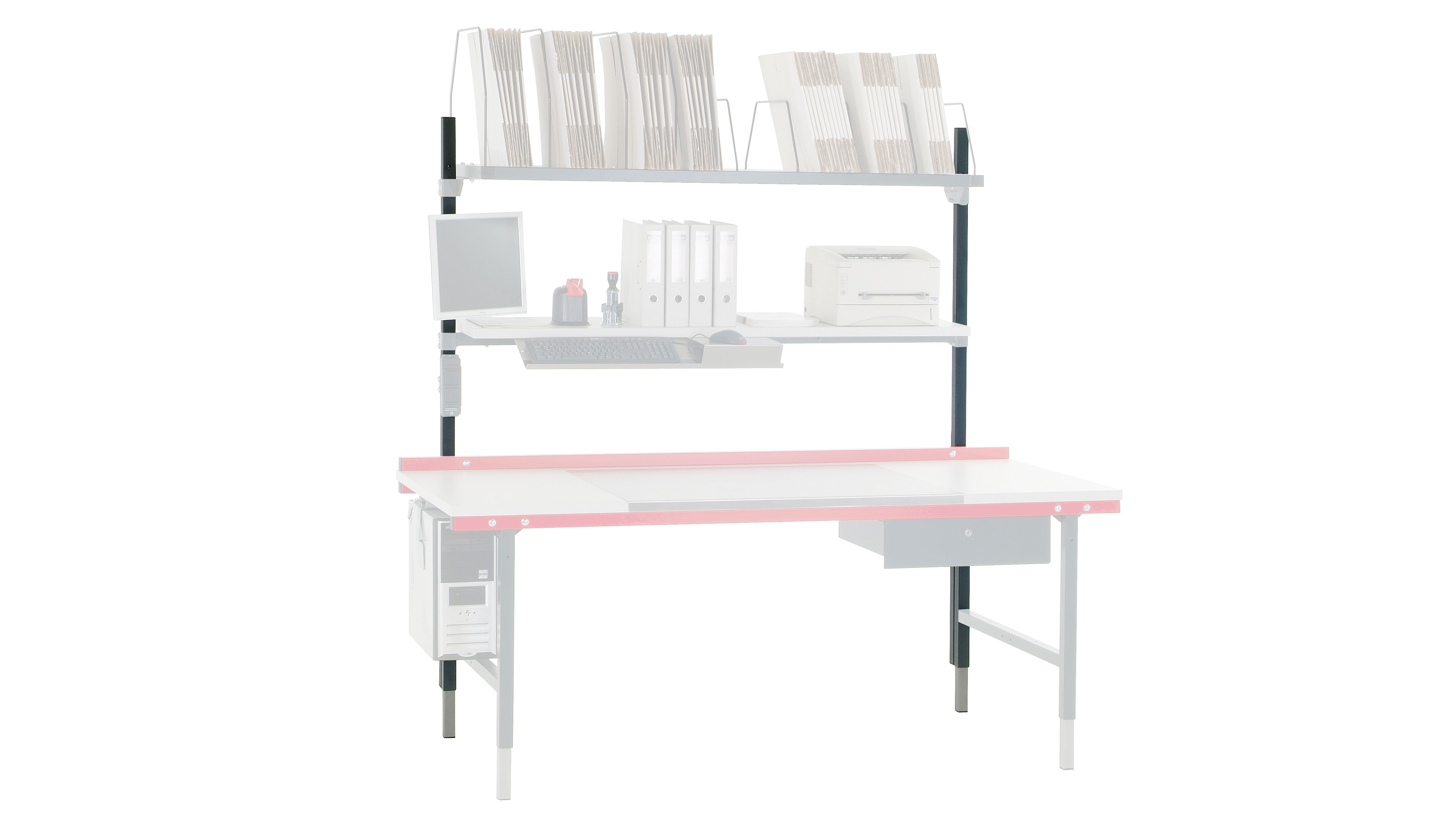 SYSTEM 2000, uprights, long version, for height-adjustable tables