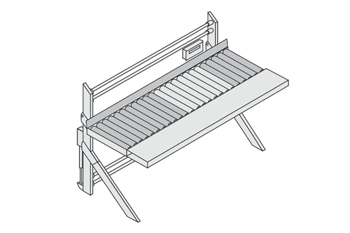 MODUL 5000 Rollenbahntisch mit Arbeitsfläche und integr. Waage, BxTxH: 1955x1040x1330mm, höhenverstellbar