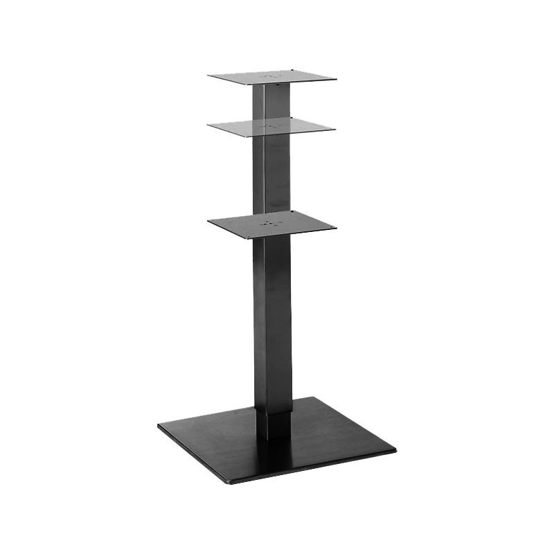 Table frame with gas spring, height from 470-690mm (from couch to sitting table height), single column, stand tube square, for table top LxW:800x800mm, steel RAL 9005 (black)
