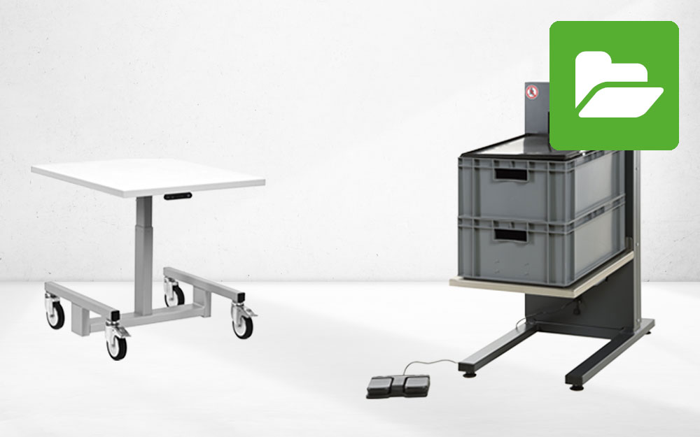 Bildersammlung der Hubsysteme von Rocholz – ergonomische Hebelösungen für Arbeitsplätze