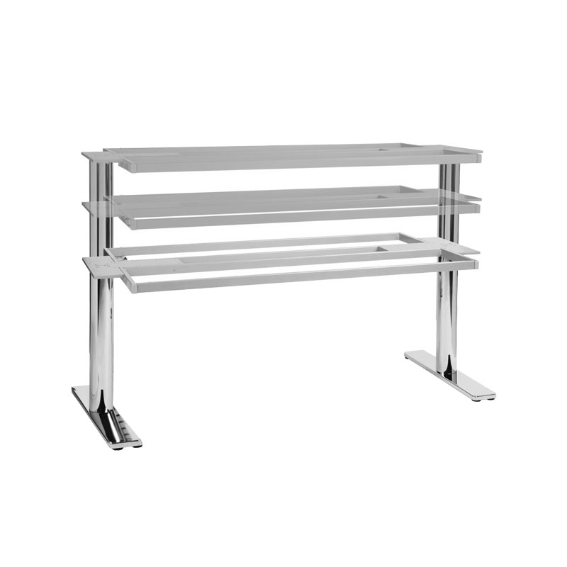 Tischgestell, elektrisch, Höhe von 650-1130mm - Schreibtisch / Standrohr rund, Stahl verchromt