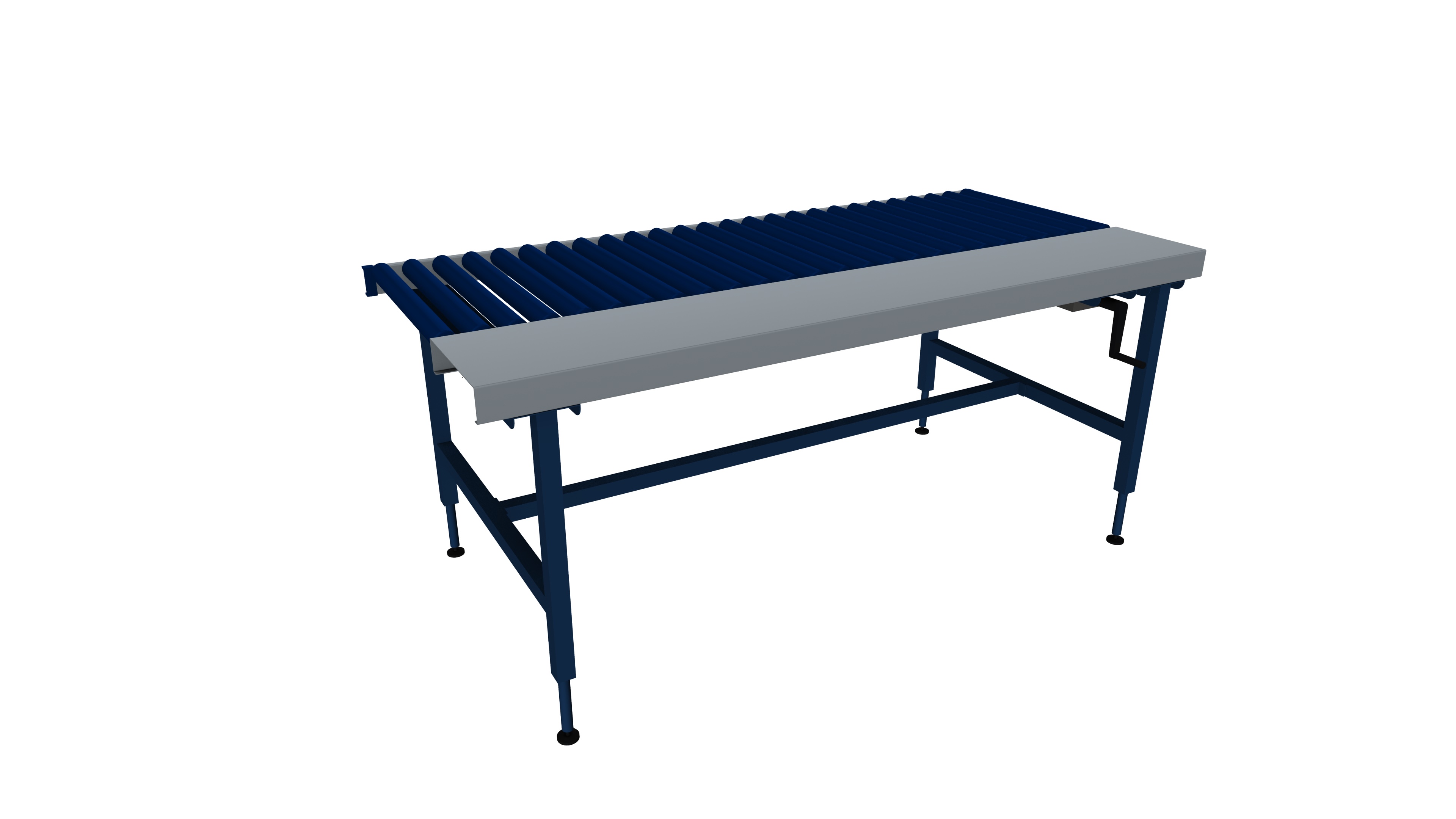 SYSTEM 2000, roller track table with work surface, WxDxH: 1955x920x710-960mm, adjustable by crank