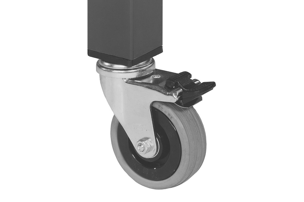 castors for height-adjustable packing tables