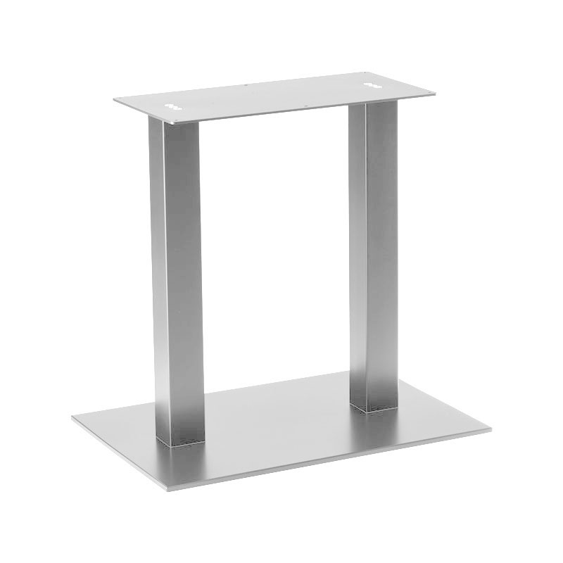 Tischgestell Höhe 1080mm (Stehtischgestell), 2-säulig, Standrohr quadratisch, für Tischplatte LxB:2000x1200mm, Stahl RAL 9006 (weißaluminium)