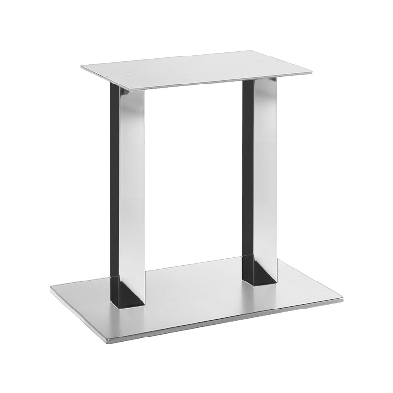 Tischgestell Höhe 1080mm (Stehtischgestell), 2-säulig, Standrohr quadratisch, für Tischplatte LxB:2000x1200mm, Stahl verchromt