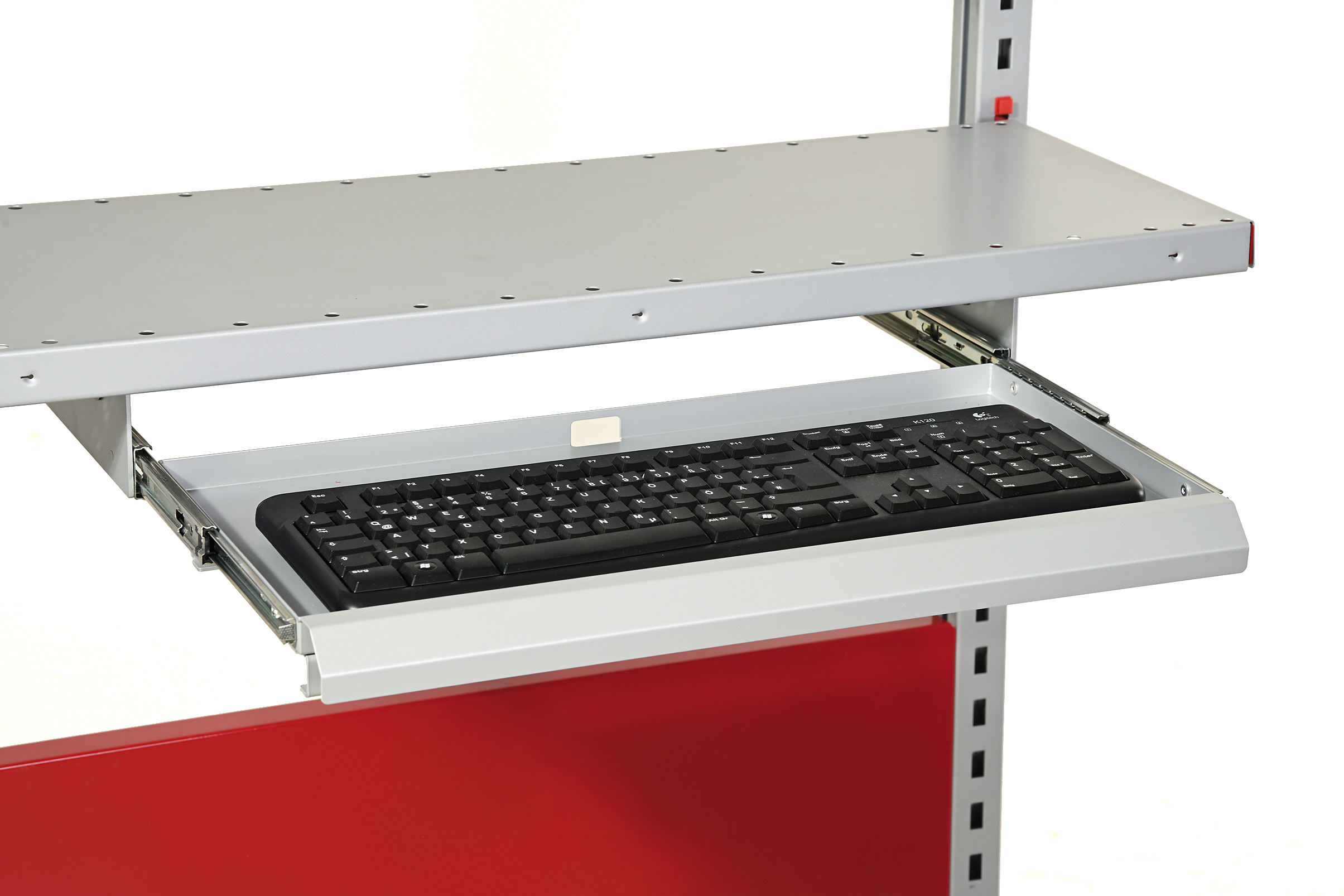 SYSTEM FLEX, shelf with retracting keyboard tray, for width 1000mm, D:300mm RAL9006+5010