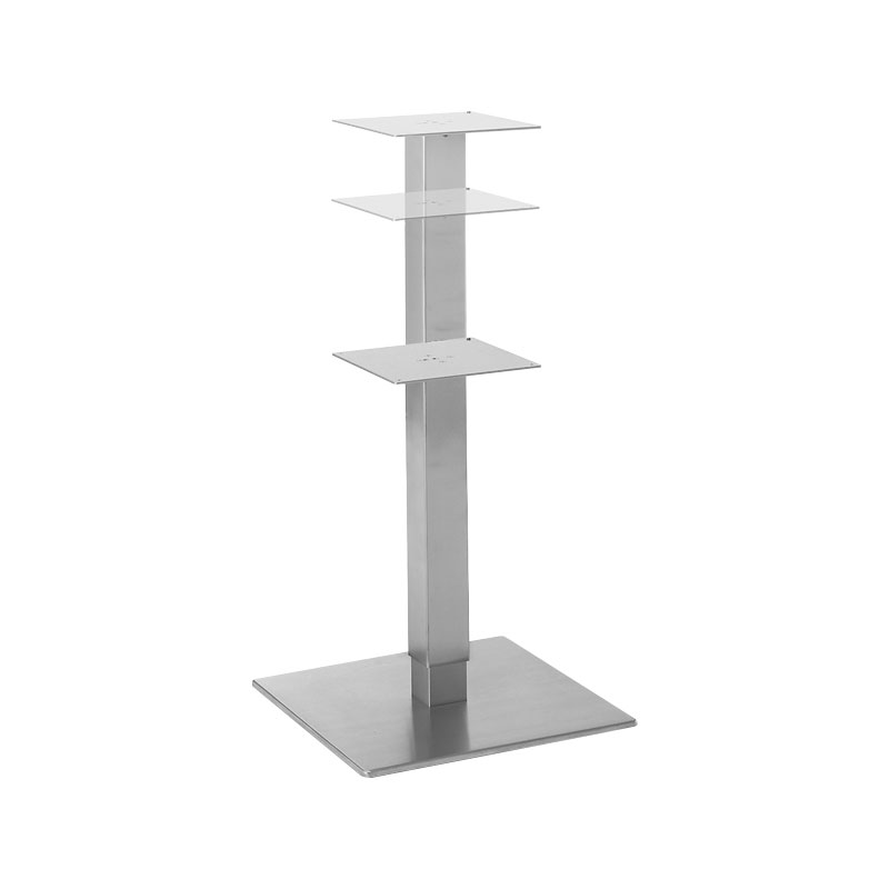 Table frame with gas pressure spring, single column, square stand tube, for table top LxW:800x800mm - div. surfaces and heights selectable