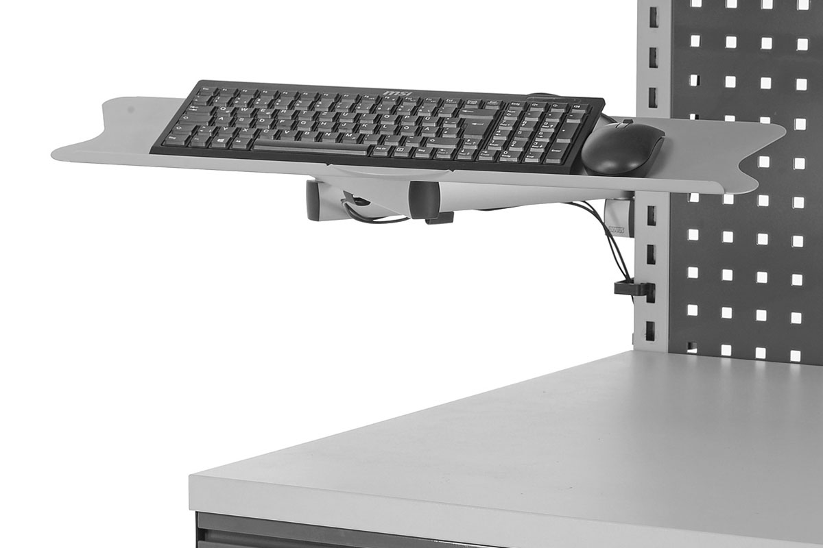 Keyboard and mouse platform with folding arm