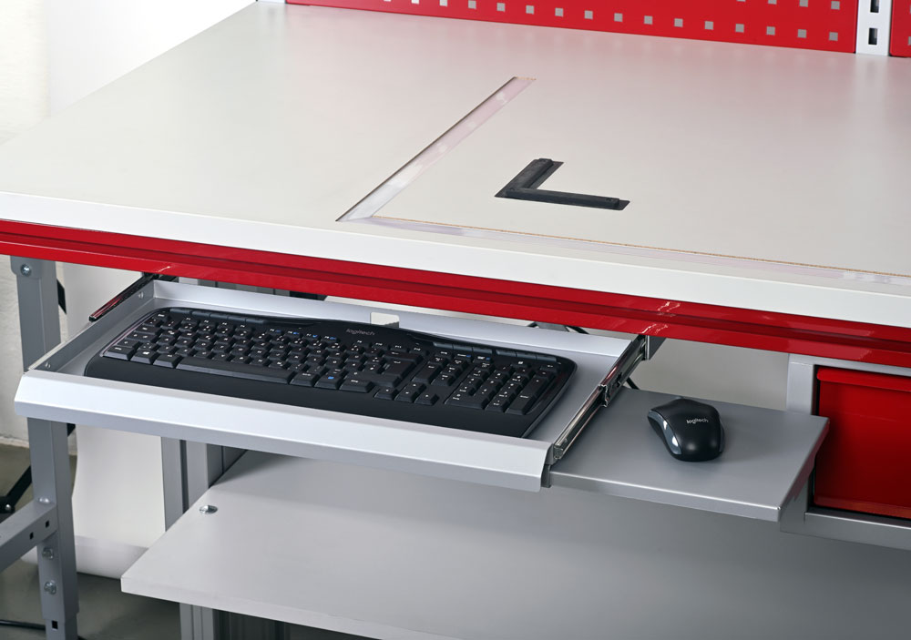 Retractable keyboard tray with extendable mouse tray