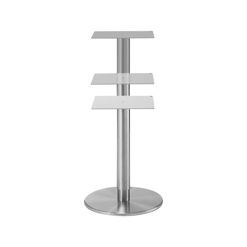 Table frame with gas pressure spring, from 475-690mm (from couch to sitting table height), single column, for table top Ø800mm, steel RAL 9006 (white aluminum)