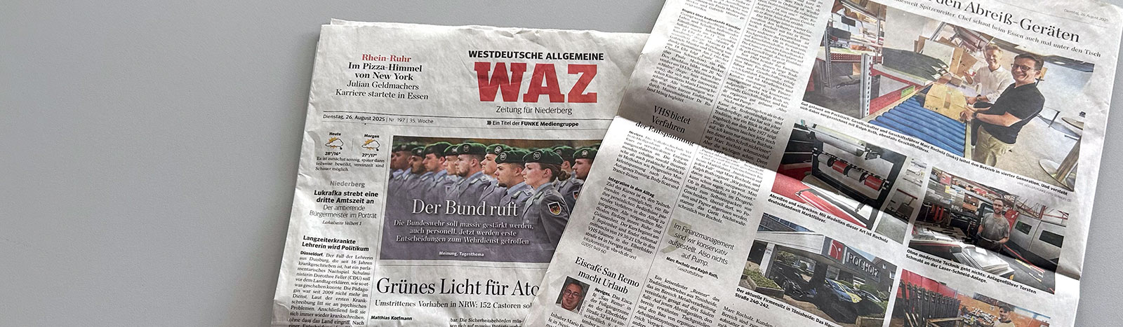 Press report in the WAZ newspaper dated 26 August 2025