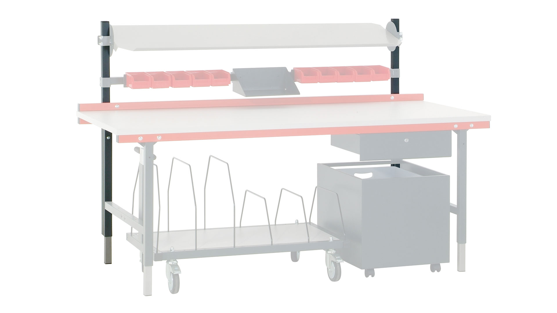 SYSTEM 2000, uprights, short version, for height-adjustable tables