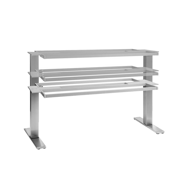 Table frame, electric from 650-1130mm - desk / stand square, steel RAL 9006 (white aluminum)