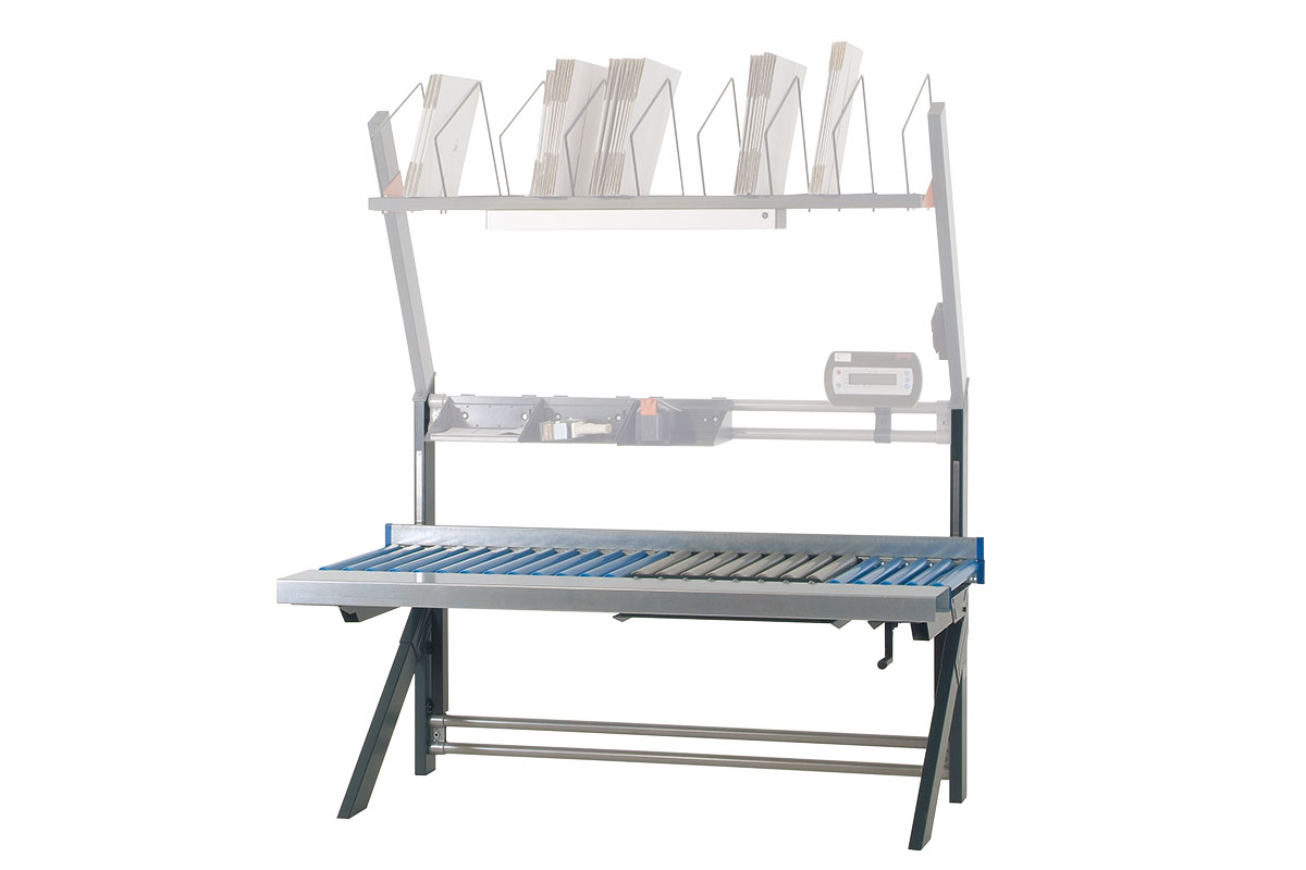 MODUL 5000 Rollenbahntisch mit Arbeitsfläche und integr. Waage, BxTxH: 1955x1040x1330mm, höhenverstellbar