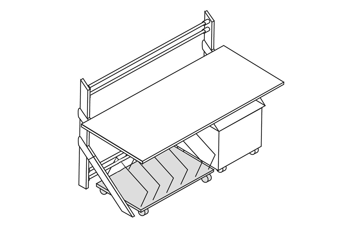 MODUL 5000, Untertischmagazin mobil, kurz, BxTxH: 1110x550x480mm