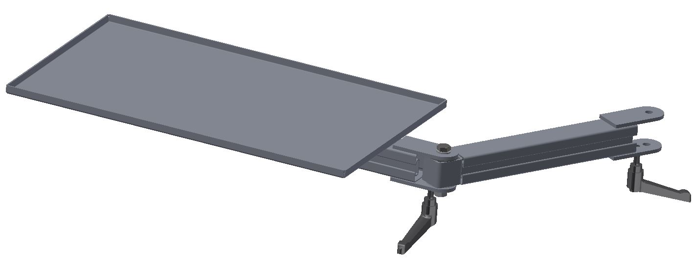 Universalablage mit Doppelgelenkarm aus Rocholz-Profilrohr, Schwenkbereich: 325mm + 200mm