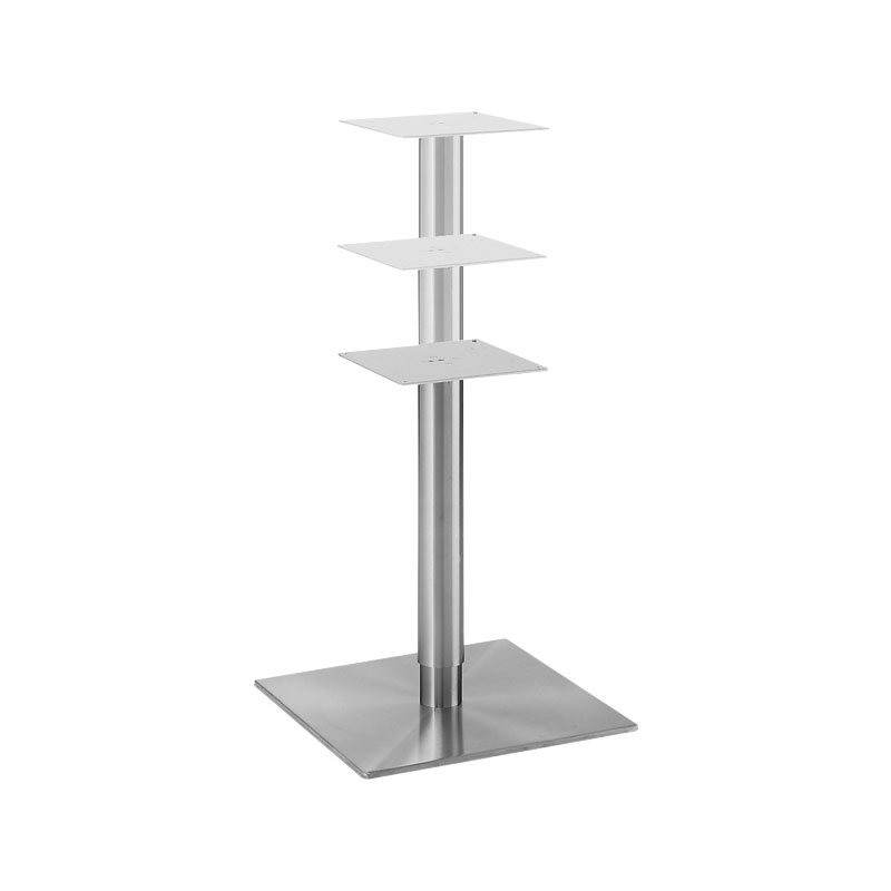 Table frame with gas pressure spring, single column, stand tube round, for table top LxW